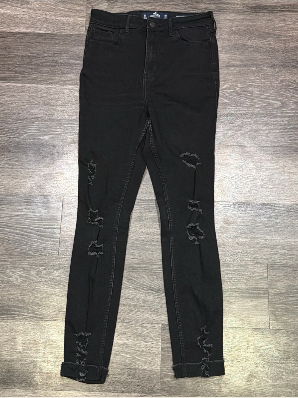 Hollister Jeans Curvy Ultra High Rise Super Skinny Black Womens 27 X 28 5S